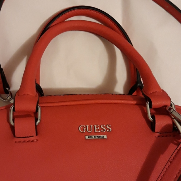 Guess Marx Popping Pink Satchel Crossbody Vegan - Picture 3 of 13